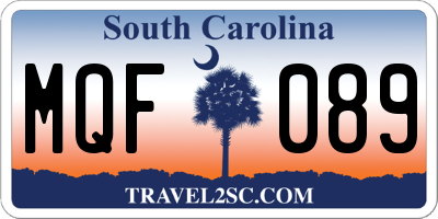 SC license plate MQF089