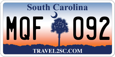 SC license plate MQF092