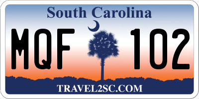 SC license plate MQF102