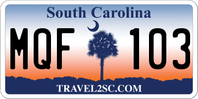 SC license plate MQF103