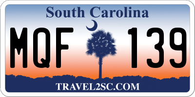 SC license plate MQF139