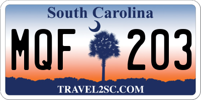 SC license plate MQF203