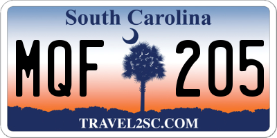 SC license plate MQF205