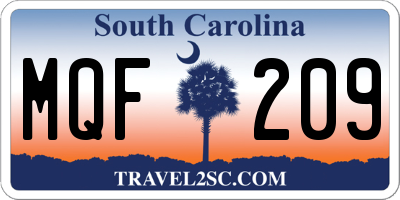 SC license plate MQF209