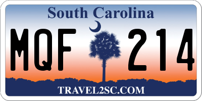 SC license plate MQF214
