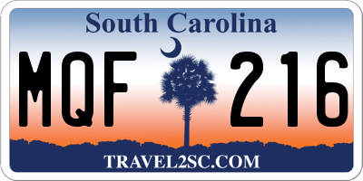 SC license plate MQF216