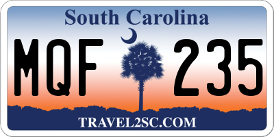 SC license plate MQF235