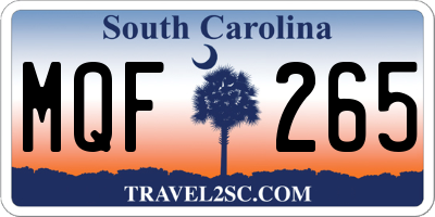 SC license plate MQF265