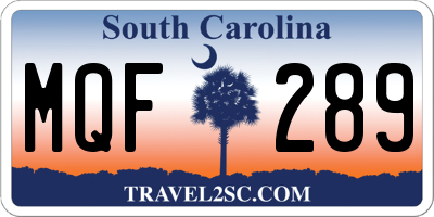 SC license plate MQF289