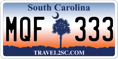 SC license plate MQF333