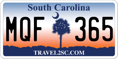 SC license plate MQF365