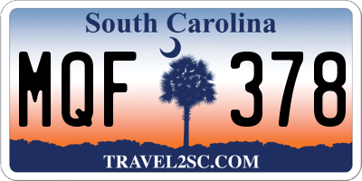SC license plate MQF378
