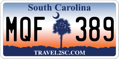 SC license plate MQF389