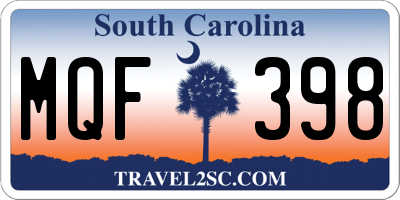 SC license plate MQF398