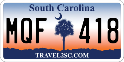 SC license plate MQF418