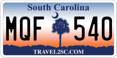 SC license plate MQF540