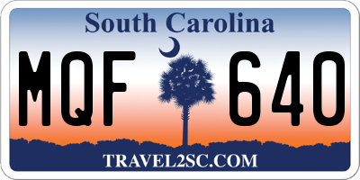 SC license plate MQF640