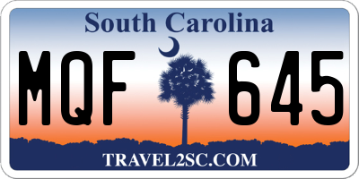 SC license plate MQF645