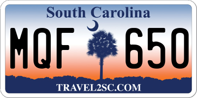 SC license plate MQF650