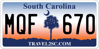 SC license plate MQF670