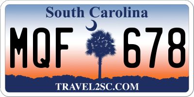 SC license plate MQF678