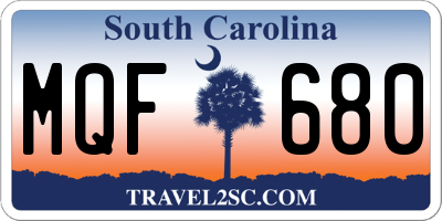 SC license plate MQF680
