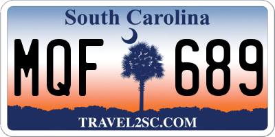 SC license plate MQF689
