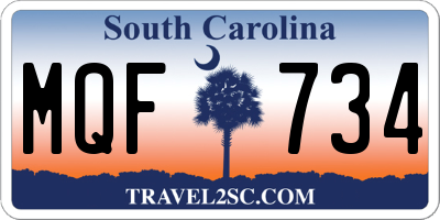 SC license plate MQF734
