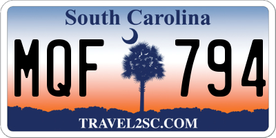 SC license plate MQF794