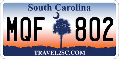 SC license plate MQF802