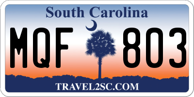 SC license plate MQF803