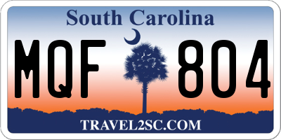 SC license plate MQF804