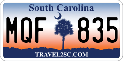 SC license plate MQF835