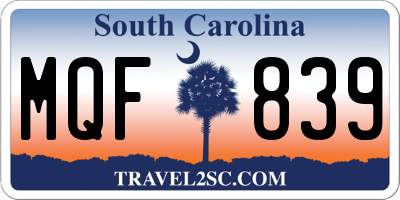 SC license plate MQF839