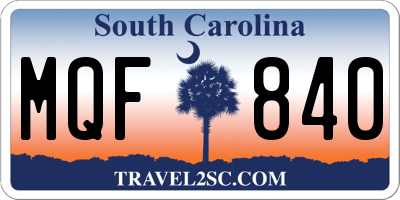SC license plate MQF840