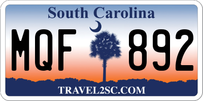 SC license plate MQF892