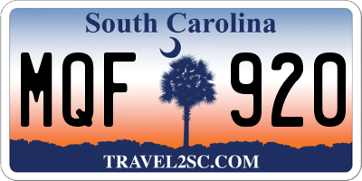 SC license plate MQF920