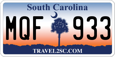 SC license plate MQF933