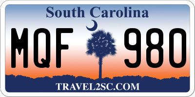 SC license plate MQF980