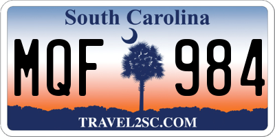 SC license plate MQF984