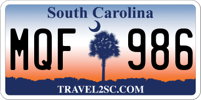 SC license plate MQF986