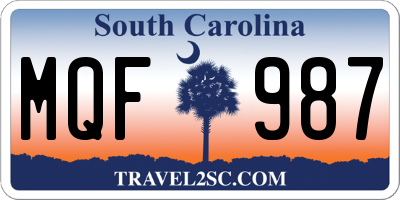 SC license plate MQF987