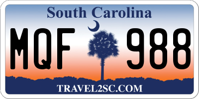 SC license plate MQF988