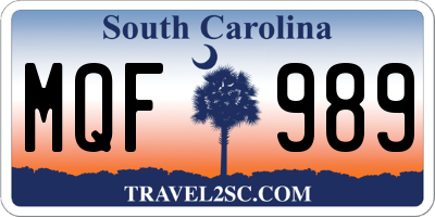 SC license plate MQF989