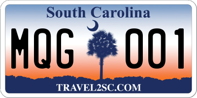 SC license plate MQG001