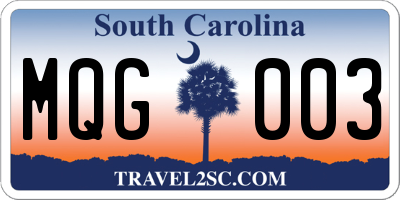 SC license plate MQG003