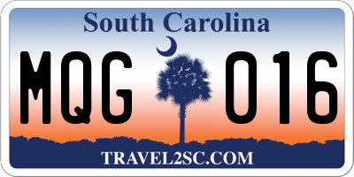 SC license plate MQG016