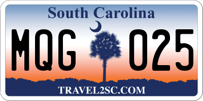 SC license plate MQG025