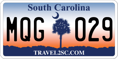 SC license plate MQG029