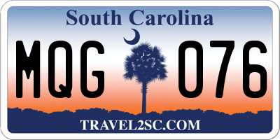 SC license plate MQG076